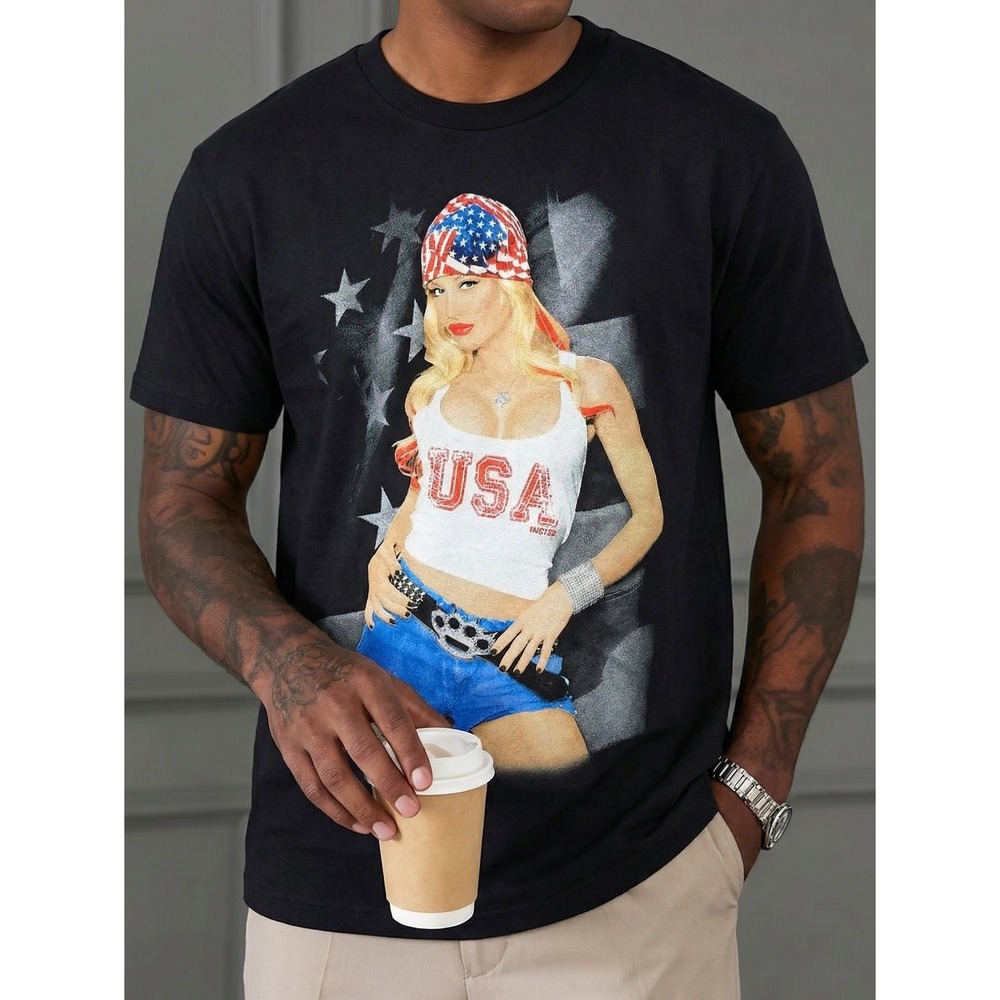 NEW Vintage Y2K Hustler Mens Black USA Damn Proud Sexy Girl Graphic T-Shirt 3XL - Picture 1 of 7